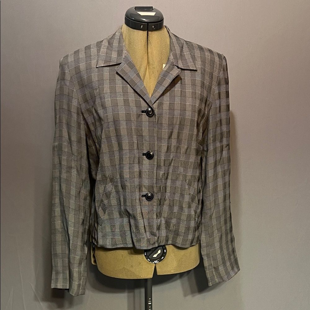 Ann Taylor Gray Plaid Blazer